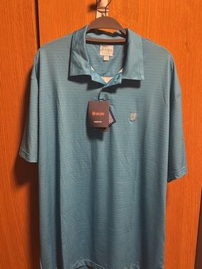 Men’s Golf Heybo NWT Aqua Striped Short-Sleeve Polo